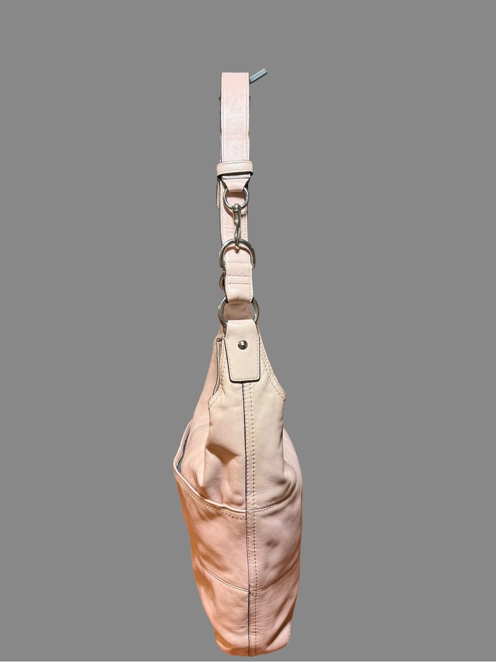 Vintage Coach Blush Pink Pieced Leather Duffle Hobo Bag F17116 - Picture 5 of 9